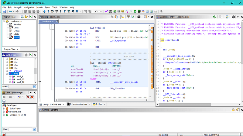 File Binary on Ghidra